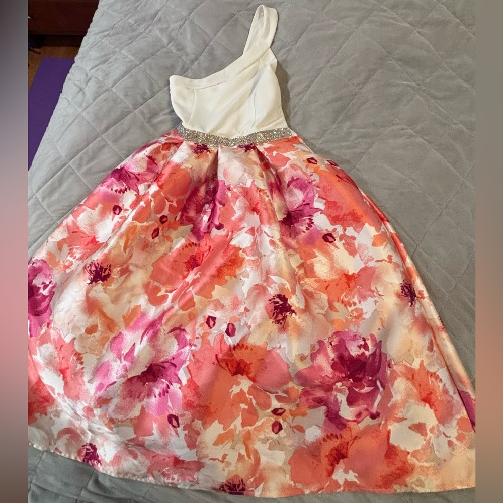 Girls - Xtraordinary Pink and White One Shoulder Formal Dress